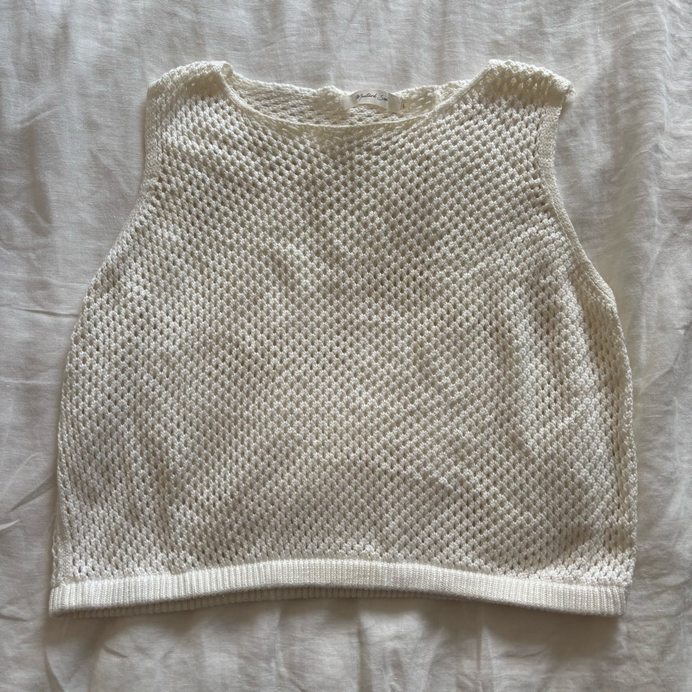 Mustard Seed Cream Crew Neck Sweater Lightweight Knit